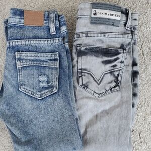 Denim & Rivets 2 Pair Boys Blue And Gray Wash Jeans. Both Size 6